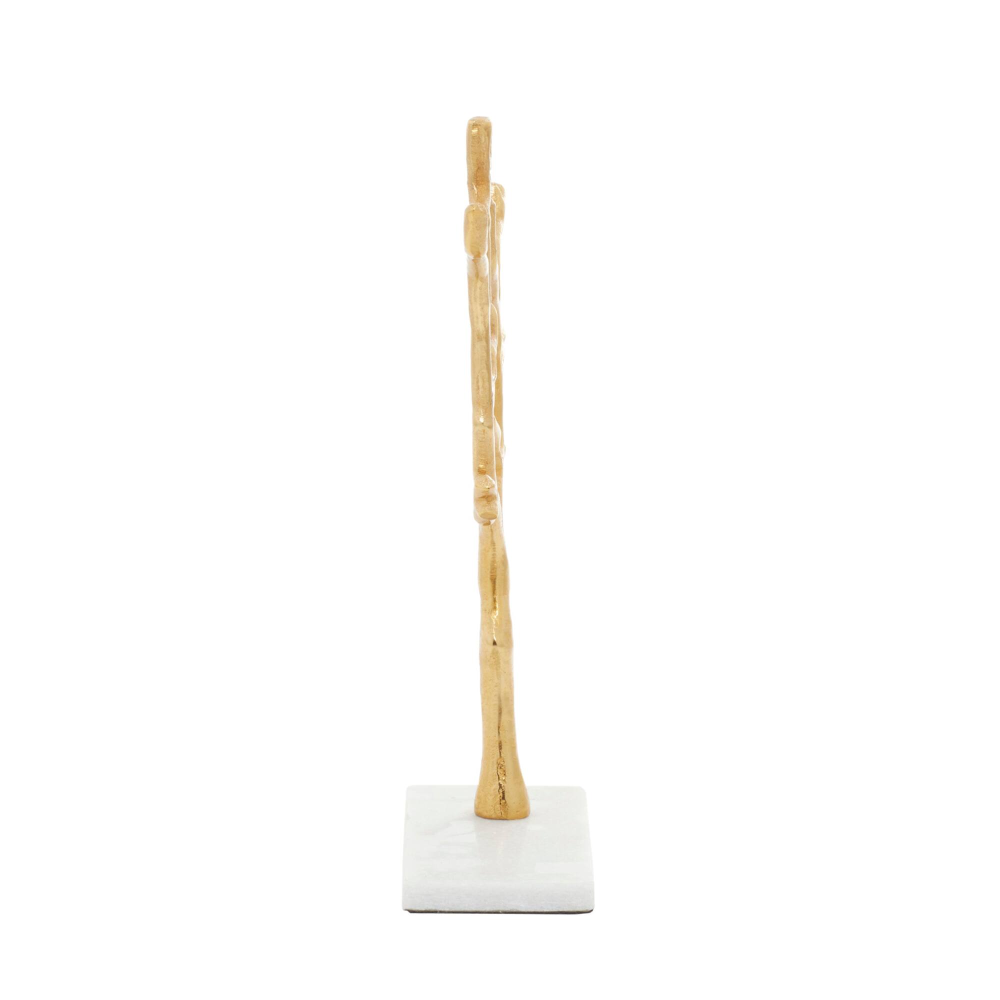 Gold Marble and Aluminum Modern Jewelry Stand, 13" x 9" x 3"